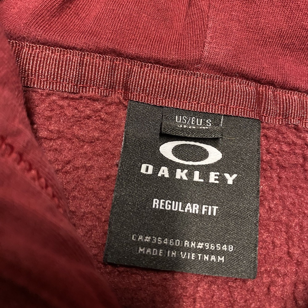 Oakley Hoodie Mens Small Red Full Zip Pockets Logo Classic Regular Fit - Picture 2 of 7